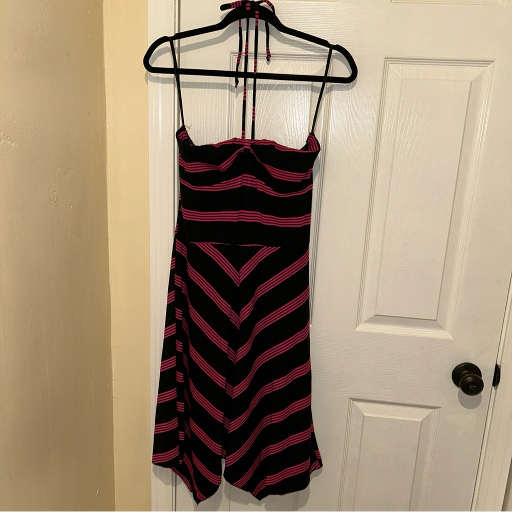 Strapless Dress High Low Hem Women’s Black Purple Aqua Blues Size Large